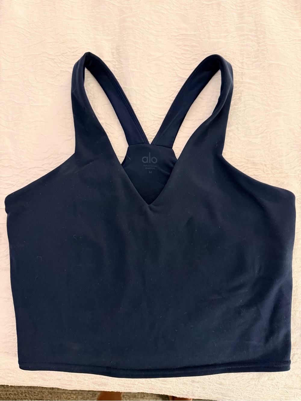 ALO Airbrush Real Bra Tank Size M — Navy  Blue — Yoga Cropped Racerback Sports